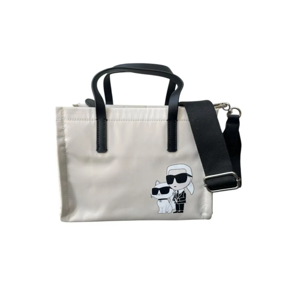 Bolsa Tote Small Karl Lagerfeld Nylon Ikon White