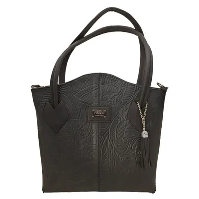 Bolsa en Piel Vacuno Cincelada Fana Penélope Negro