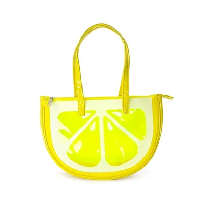 Bolsa de playa transparente en forma de limón amarillo