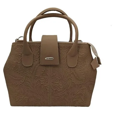 Bolsa en Piel Vacuno Cincelada Fana Marbella Avellana