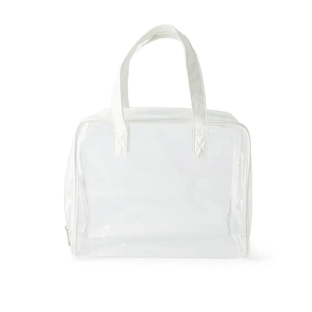 Bolsa de playa cuadrada transparente blanco