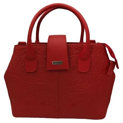 Bolsa en Piel Vacuno Cincelada Fana Marbella Rojo