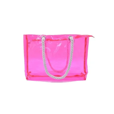 Bolsa de playa transparente rosa neón