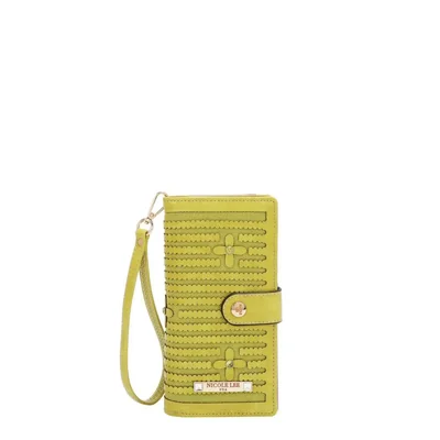 Cartera Nicole Lee Verde Claro con Relieve de Flores Modern Stitch SS26