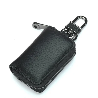 Funda de piel Luckybay para llaves de coche color negro para llaves inteligentes