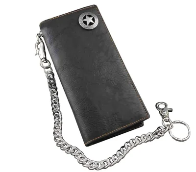 Monedero Vogueteen Biker Rock Star Concho de cuero negro para hombre