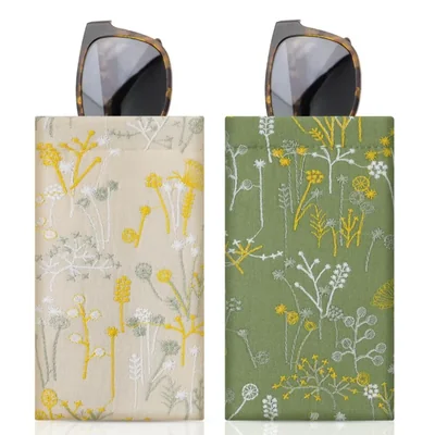 Estuche para Anteojos MoKo Doble Grande Floral Verde Amarillo