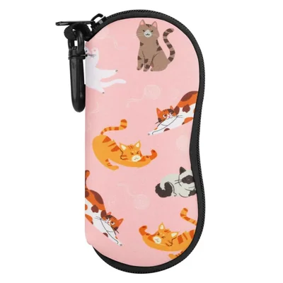 Estuche para Anteojos MoKo de Neopreno con Cierre y Clip Estampado de Gato