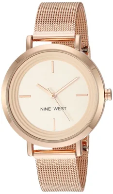 Pulsera de malla Watch Nine West para mujer caja de 34 mm oro rosa