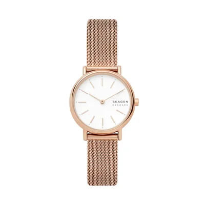 Reloj Skagen Signatur correa de malla de oro rosa con dos manecillas para mujer