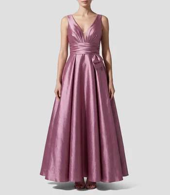 Vestido largo liso Mujer