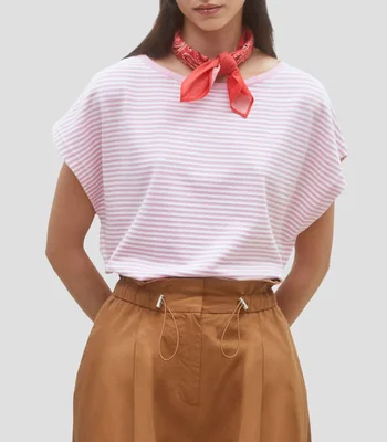 Blusa de rayas con manga corta Mujer