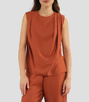 Blusa lisa sin mangas Mujer