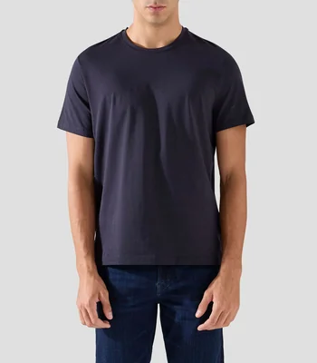 Playera de cuello redondo con manga corta lisa Hombre