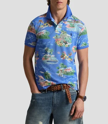 Playera tipo polo manga corta estampada Hombre