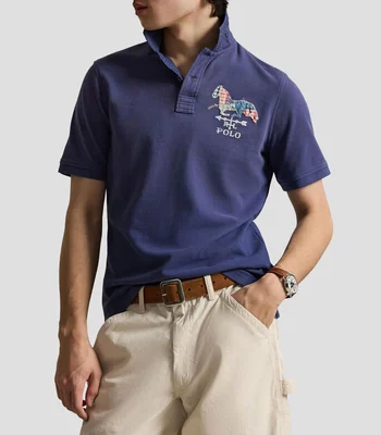Playera tipo polo manga corta lisa Hombre