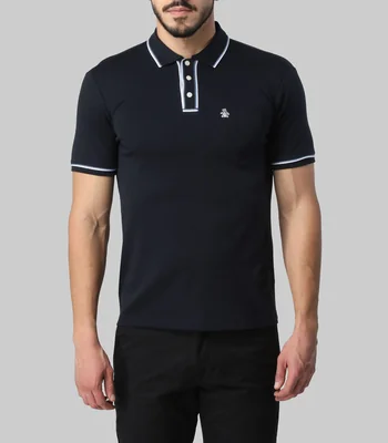 Playera Tipo Polo Azul Marino Manga Corta Hombre