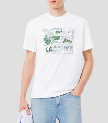 Playera cuello redondo manga corta con estampado Hombre