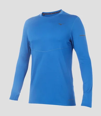 Playera para correr cuello redondo manga larga lisa Hombre