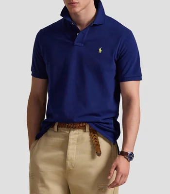 Playera tipo polo manga corta diseño sólido Hombre