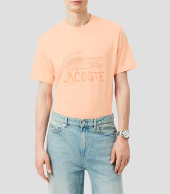 Playera cuello redondo manga corta con estampado Hombre