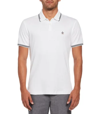 Playera tipo Polo manga corta con líneas y logo Hombre