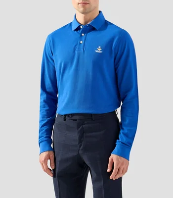 Playera tipo polo manga larga lisa Hombre