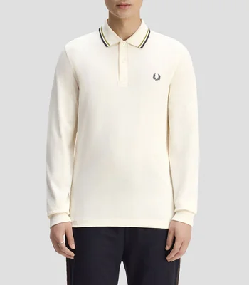Playera tipo polo manga larga lisa Hombre