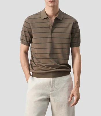 Playera tipo Polo manga corta con líneas Hombre