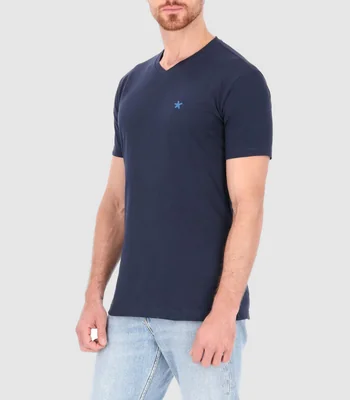 Playera de cuello V con manga corta Hombre