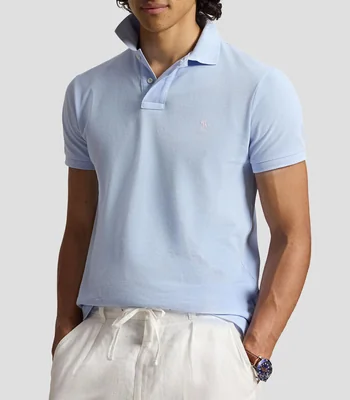 Playera tipo polo con manga corta lisa Hombre