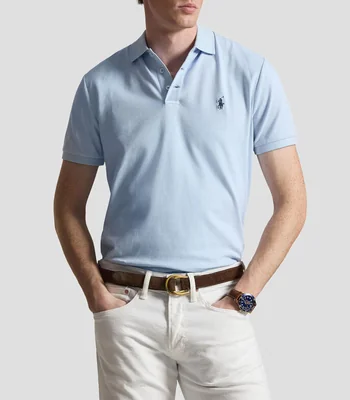 Playera tipo polo con manga corta lisa Hombre