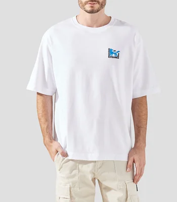 Playera cuello redondo manga corta con estampado Hombre