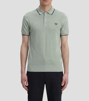 Playera tipo polo manga corta con microdiseños Hombre