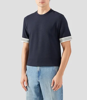 Playera cuello redondo manga corta con microdiseños Hombre