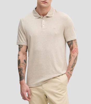 Playera tipo polo manga corta jaspeada Hombre