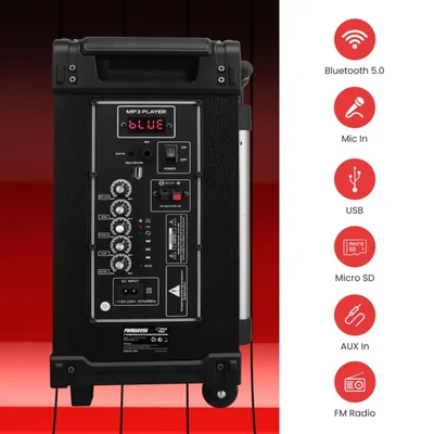 Bocina Bluetooth Pyle PWMA899A portátil de 8 pulgadas y 350 W con micrófono