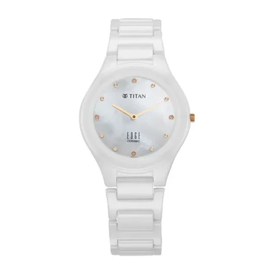 Reloj de cerámica Titan Edge con diamantes para mujer