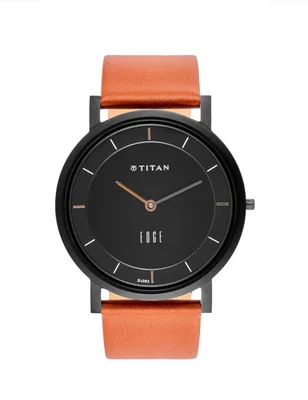 Reloj Titan Edge para hombre delgado de cuarzo resistente al agua color marrón