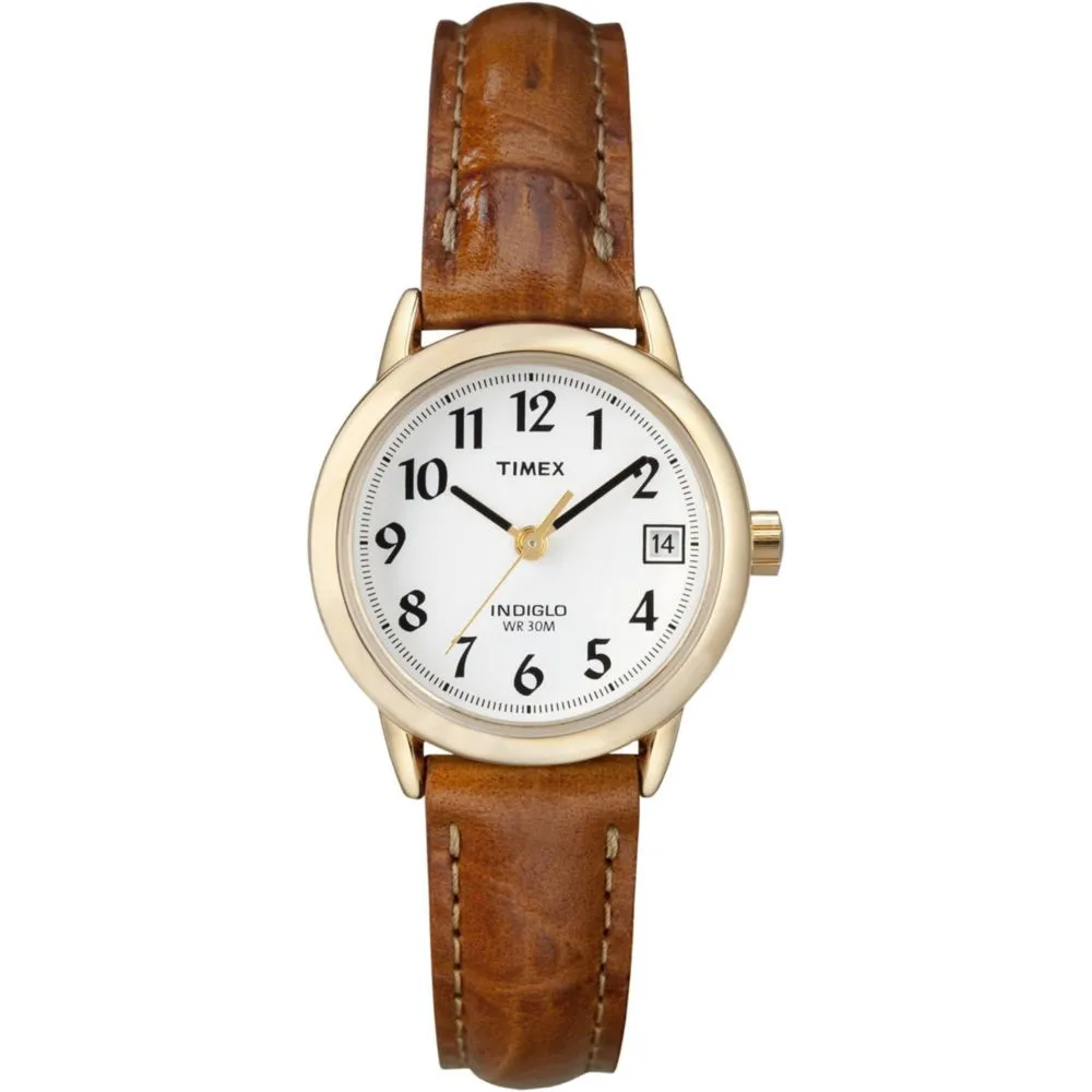 Reloj Timex Easy Reader para mujer funda dorada y correa de piel