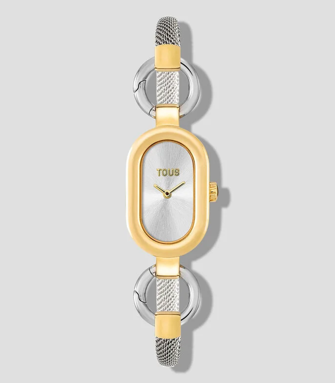 Reloj para Mujer Hold Oval Casual, plateado/dorado