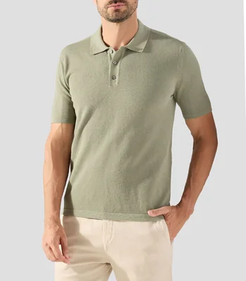 Playera tipo Polo manga corta con microdiseños Hombre