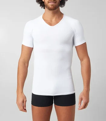 Playera interior blanca de cuello V Hombre