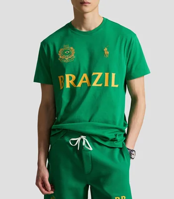 Playera de cuello redondo con manga corta estampada Hombre