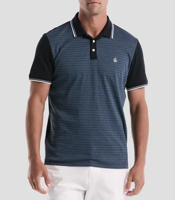 Playera tipo polo manga corta microdiseño Hombre
