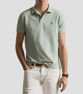 Playera tipo polo con manga corta lisa Hombre