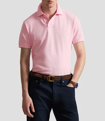 Playera tipo polo con manga corta lisa Hombre