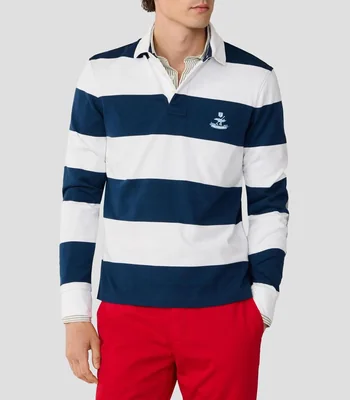 Playera cuello tipo polo manga larga a rayas Hombre