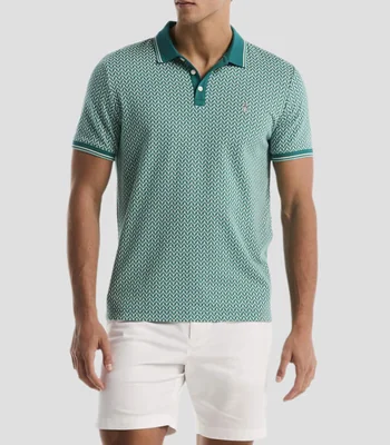Playera tipo polo manga corta con microdiseño Hombre