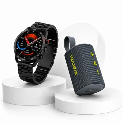 BOCINA XIAOMI SOUND POCKET AZUL CON SMARTWATCH FILWANS GTR PLATA